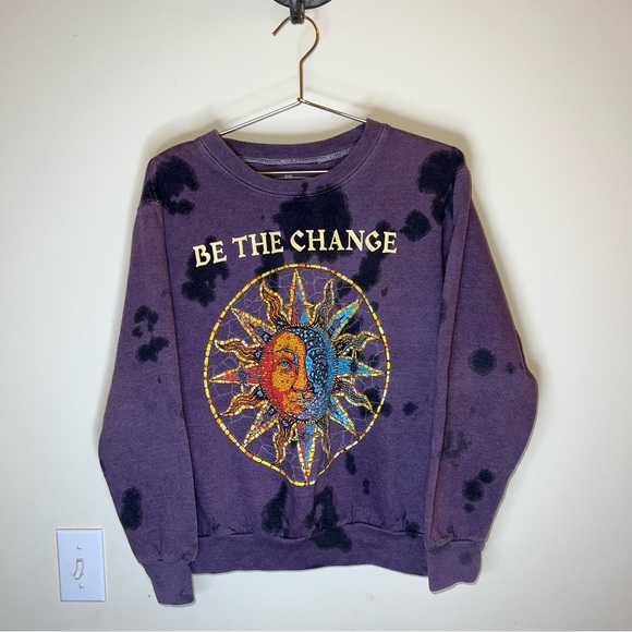unknown Sweaters - Purple “Be The Change” Graphic Crewneck Sweatshirt